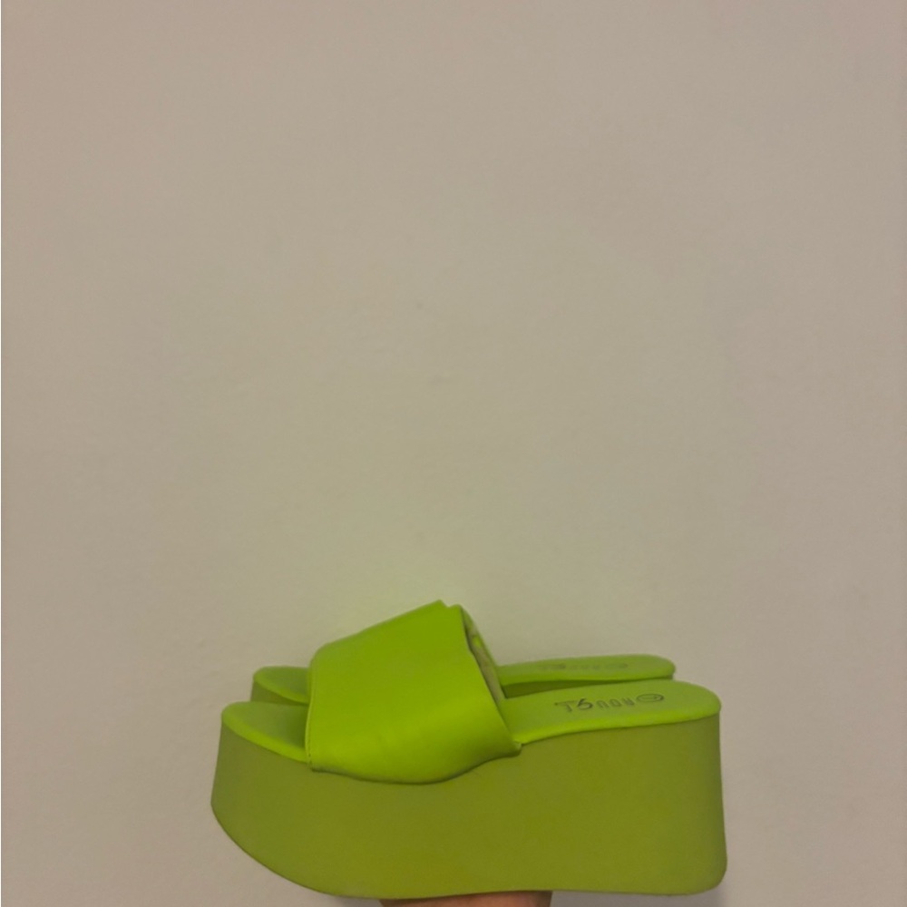 Lime Green Platform Sandals